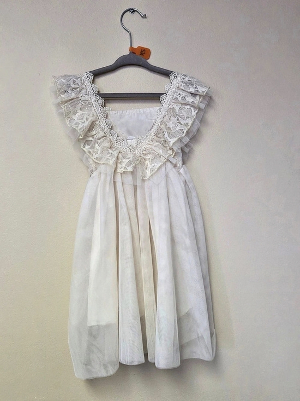 Girls Cream Lace Boho Dress Size 4/5 Like New
